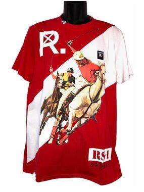 R.S.1NE Sports Polo Player T-shirt Size XL Horses